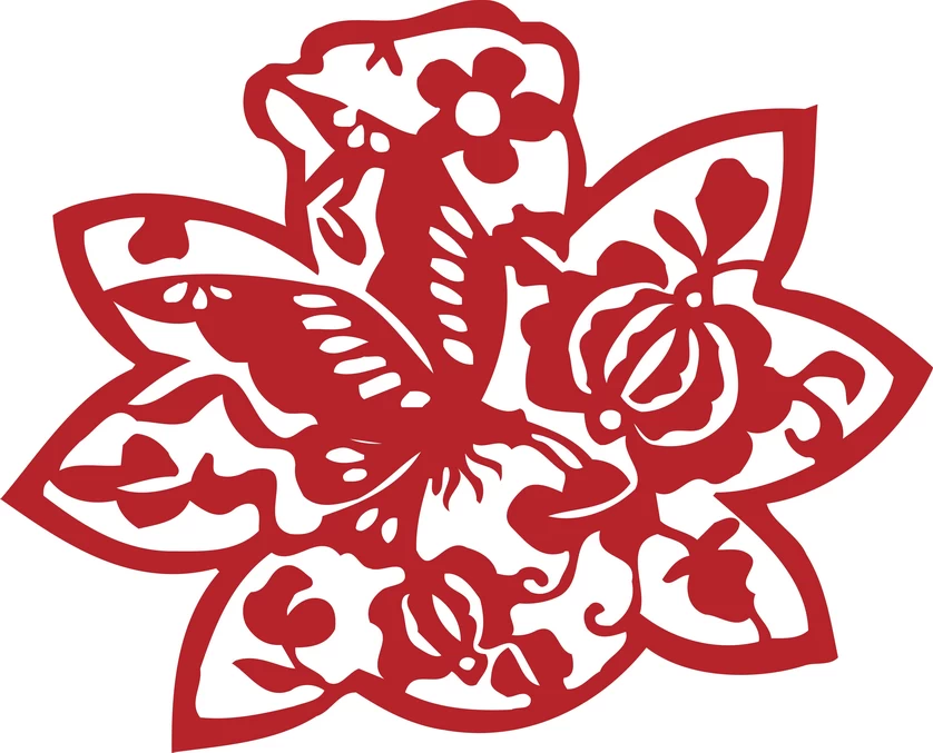 中国风传统民俗吉祥喜庆镂空剪纸窗花图案插画AI矢量PNG设计素材【157】